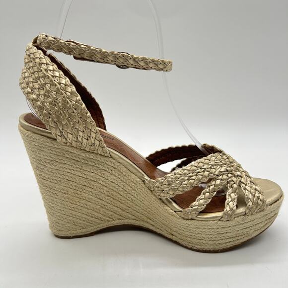 Lucky‎ Brand Braided Jute Gold Espadrille Platform Braided Wedge Sandals 8 - Picture 3 of 10